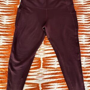 ATHLETA Altitude stash tight leggings - 2x - Polartech Powerstretch - Burgundy